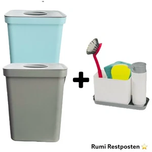 BioMülleimer-Abfalleimer Spülbecken Organizer Mülleimer   Grau-Blau-Weiß 5Liter - Bild 1 von 8