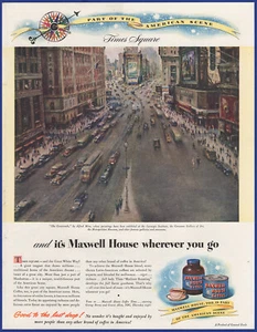 Vintage 1946 MAXWELL HOUSE Coffee Kitchen Times Square Ephemera 1940's Print Ad - Picture 1 of 1
