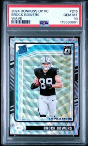 2024 Panini Donruss Optic Brock Bowers #215 Wave Prizm/300 (RC) PSA 10 GEMA COMO NUEVO - Imagen 1 de 2