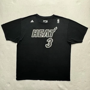 Dwayne Wade Miami Heat Jersey T Shirt Adult 2XL Black Red #3 Adidas - Picture 1 of 9