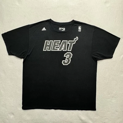 Dwayne Wade Miami Heat Jersey T Shirt Adult 2XL Black Red #3 Adidas - Image 1 of 4