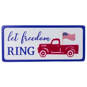 Northlight 12" Metal Patriotic "Let Freedom RING" Sign with a Flag Wall Decor - Picture 1 of 5