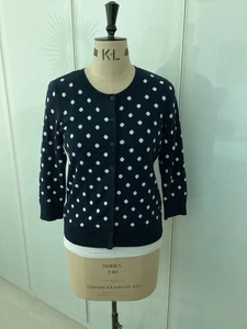 Talbots Strickjacke Pullover dunkelblau weiß gepunktet 3/4 Ärmel Größe S - Bild 1 von 9