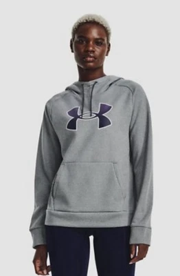 NUEVA sudadera con capucha para mujer Under Armour polar logotipo grande talla L precio de venta sugerido por el fabricante $55 gris/púrpura Foto 1 de 4