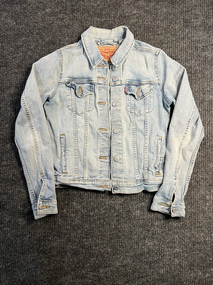 Levi’s Chaqueta Denim Ex-novio Camionero Chaqueta Mujer’s Pequeña Azul Claro S40117 Foto 1 de 4