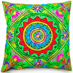 Funda Cojín 24x24" India Bordada Mandala Boho Decoración Funda Almohada - Imagen 1 de 5