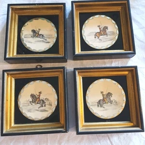 Vintage Fleck Bros Lipizzaner Reiter Kunstdruck 6,5”x6,5” Lot 4 verspiegelter Akzent  - Bild 1 von 16