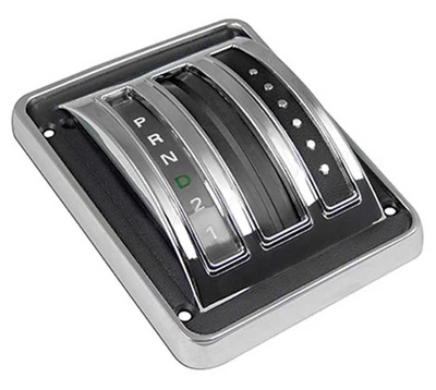 Ford Mustang 1969-70; bisel selector de palanca de cambios de piso; transmisión automática Foto 1 de 2