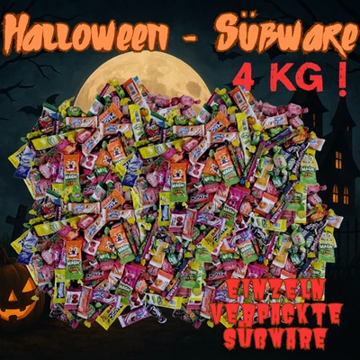 Halloween Süßigkeiten Mix – 4KG einzeln verpackte Teile, Bonbons, Kaustreifen - Bild 1 von 3