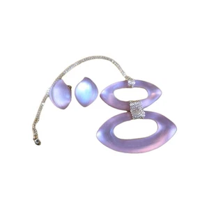 ALEXIS BITTAR signierte Vintage Lucire rosa Statement Halskette & Ohrringe - Bild 1 von 6