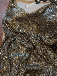 express silver  Sequin Embellished Dress Womens lg long sleeve - Picture 1 of 5