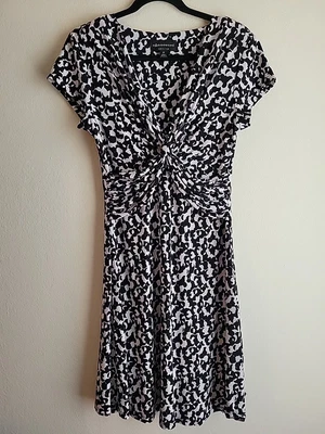 Womens 8p Y2K gathered Babydoll dress Black White Artsy 2000s Preppy officewear - Image 1 of 4