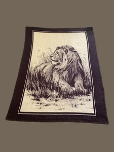 Rare Vintage 70's LION San Marcos, Biederlack STYLE Brown Reversible 57" X 76" - Picture 1 of 7
