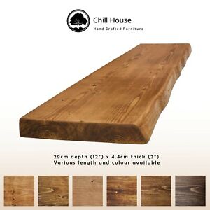 Rustic Live Edge Floating Shelf Wood Solid Chunky Dark Oak Handmade 12x2