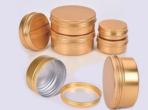 Gold Aluminum Tin Screw Top Lid Round Metal Container,Storage Jar Travel Tin can - Picture 1 of 17
