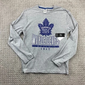Toronto Maple LEAFS Shirt Men Medium M Gray Long Sleeve T-Shirt NHL Hockey New - Picture 1 of 11