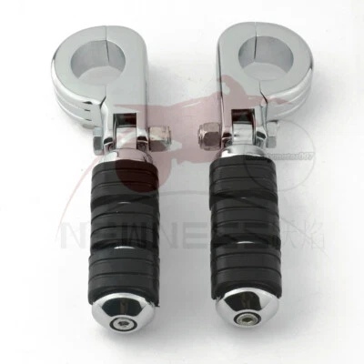 1.5" 38mm Engine Guard Footpeg Foot Pegs Clamps Bracket Highway Mounts Chrome — 第 1/4 张图片