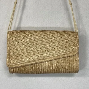 Vintage Genie Women’s Handbag Woven Purse Straw Asymmetrical Flap Hand Made BOHO - Picture 1 of 15