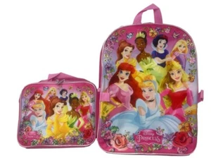 Disney Princess Girls School Backpack Lunch Box Book Bag SET Pink Kids Gift toy - Picture 1 of 2