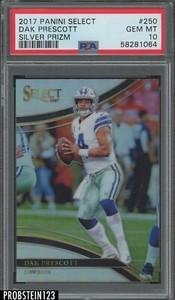 2017 Panini Select Silver Prizm Field Level #250 Dak Prescott Cowboys PSA 10