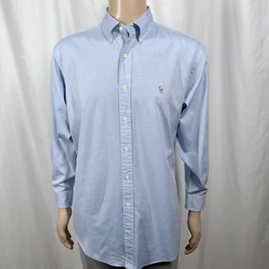 Vintage Ralph Lauren Men's 16-32 Light Blue Yarmouth Long Sleeve Button-Up Shirt - Picture 1 of 7