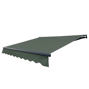 ALEKO Motorized Retractable Patio 16 x 10 ft Awning Green Canopy Black Frame - Picture 1 of 13
