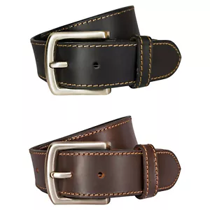 New Genuine Full Grain Leather Belt Mens Jeans Premium Quality Single Stitched - Picture 1 of 26