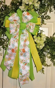 10 " x 20 " SPRING EASTER EGG BOW WIRED BOW EASTER BASKET WREATH Lantern # 57 rb - Picture 1 of 3