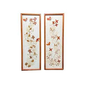 Vintage 1970's Wall Panels Pressed Petals and Leaves Set of 2 - Picture 1 of 2