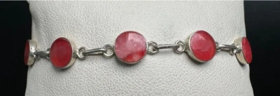 PULSERA VINTAGE DE PLATA DE LEY 900 Y CALCITA NARANJA Foto 1 de 4