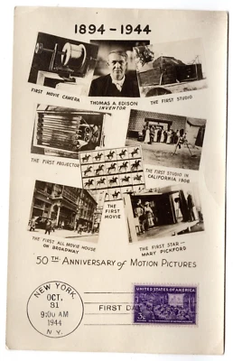 #926 Motion Pictures 50th Anniversary 1944 FDC - 8 Scene Card - Image 1 of 2