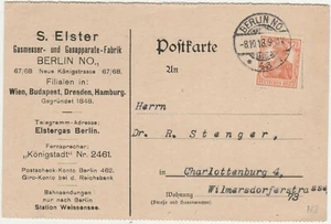 Postcard German Empire, 1918. Berlin to Charlottenburg. S Elster Gasmess - Picture 1 of 3