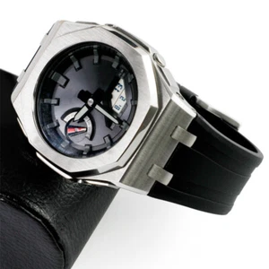 Stainless Steel Case Metal Bezel Silicone Band For CasiOak Mod Kit GA2100 GA2110 - Picture 1 of 26