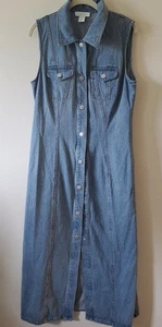 House Of Harlow Denim 1960 Maxi Hemd Kleid ärmellos helle Waschung Gr. M - Bild 1 von 8