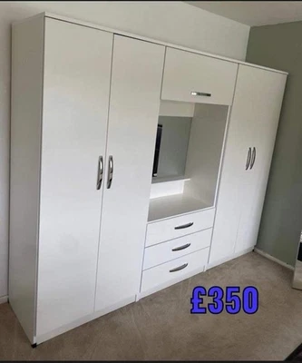 Brand New 7ft6 Vanity Wardrobe With Mirror,  Many Colours,  Free Delivery - Image 1 of 4