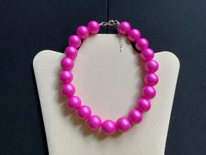 Grob Hot Pink Perlen Verstellbar Halsband Halskette - Bild 1 von 4