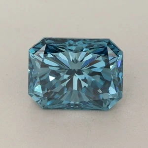 1.53 Cts Fancy Vivid Blue Radiant VS2 Lab Grown CVD Diamond With Free Shipping - Picture 1 of 10