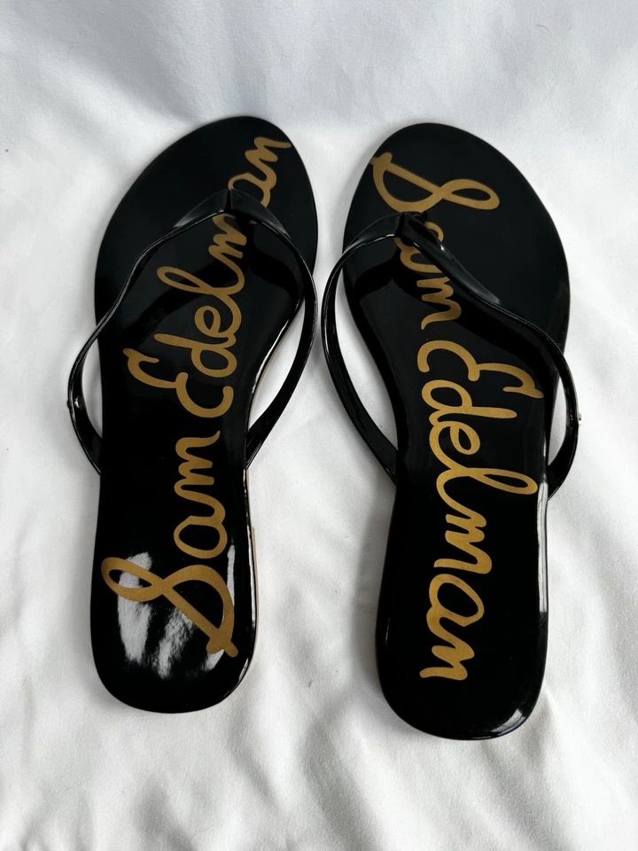 Sandalias Sam Edelman para mujer 8,5 negras tanga verano zapatos planos sin cordones chanclas Foto 1 de 4