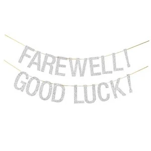 Silver Glitter Farewell! Good Luck! Banner - Goodbye Party Decorations - - Picture 1 of 8