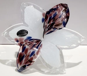 Echte italienische Blume mundgeblasen Glas weiß/braun Orchidee Farbtöne Italien - Bild 1 von 4