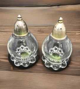 Vintage IMPERIAL GLASS OHIO Candlewick Salt & Pepper Shaker With Metal Lids - Picture 1 of 7
