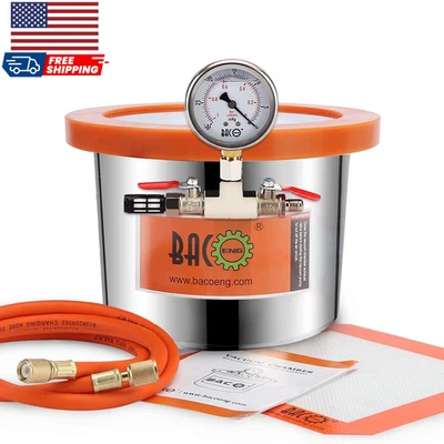 Cámara de vacío de acero inoxidable con tapa de vidrio templado de 1,5 galones perfecta para estabilización Foto 1 de 4