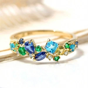 Pretty Cubic Zirconia Valentine's Day Women Yellow Gold Plated Rings Size 6-10 - Picture 1 of 8