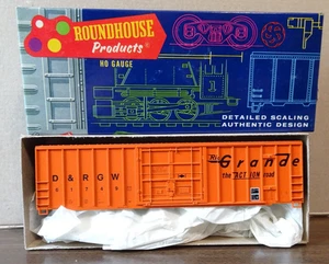 Roundhouse HO FMC 50' Plug Door Box Car 61749 D&GRW 3629 Kit - Bild 1 von 4