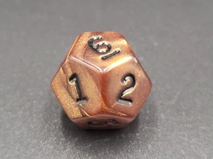Koplow Copper Swirl Die Dice D12 Polyhedral Wargaming RPG Plastic Bronze Tone - Picture 1 of 9