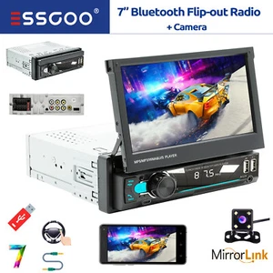 Foldable 7" 1 DIN Car Stereo Radio FM MP5 Player Mirror Link Bluetooth w/ Camera - Picture 1 of 17