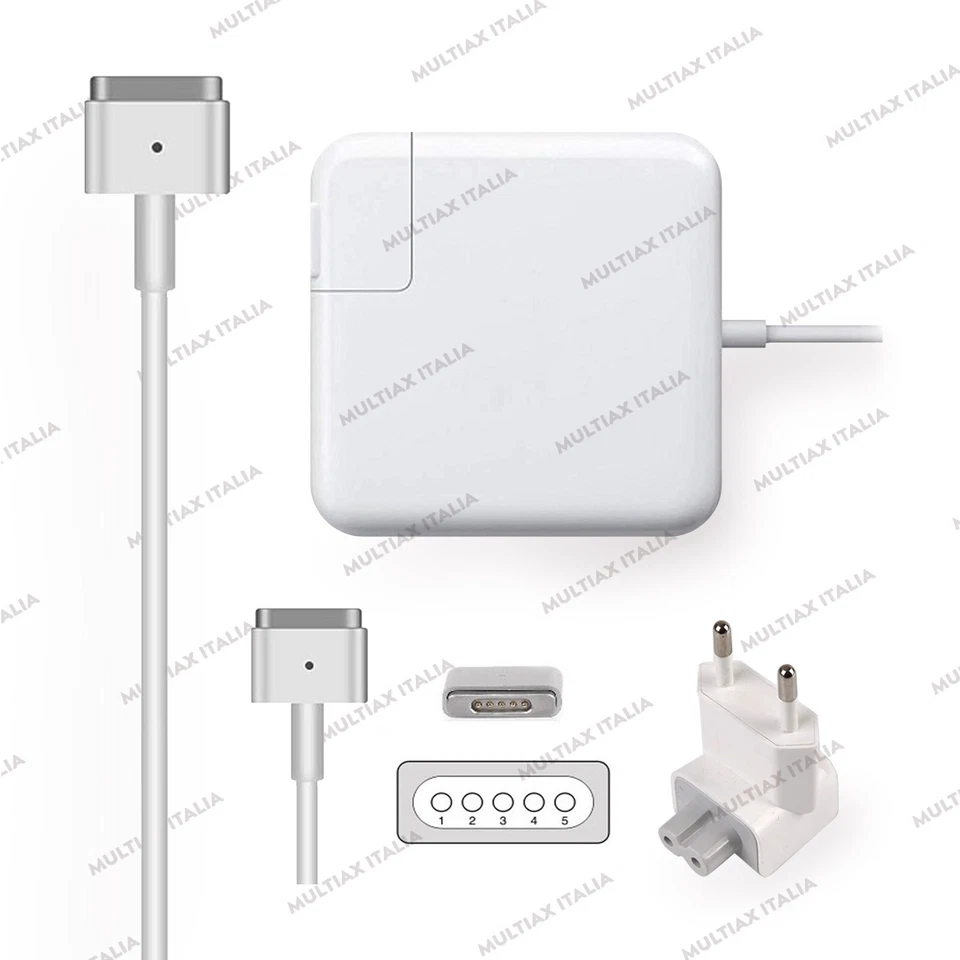 Apple Magsafe 2 16,5V 3,65A 60W Alimentatore con Connettore a T per Macbook 13" A1425, A1435, A1502 - Bianco (8017643166606)