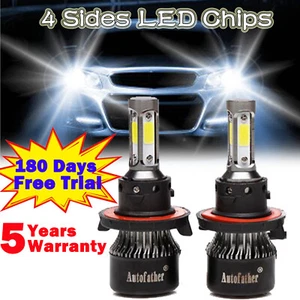 H13 9008 LED Headlight Bulbs High Low Beam Lights 1980W for 2004-2014 Ford F-150 - Picture 1 of 9