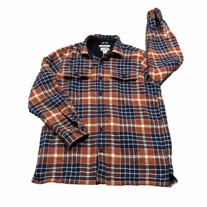 VTG LL Bean Mens Flannel Shacket Fleece Lined Shirt Pockets Button Shirt Medium - Picture 1 of 23