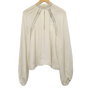 Aje Womens Size AU8 US4 Ivory Canobi Cupro Blouse Balloon Sleeve Top NWT RRP$245 - Picture 1 of 16